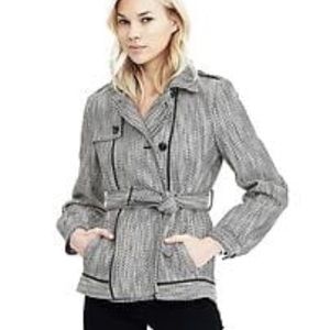 Banana Republic Black & White Belted Peacoat